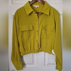 Sunburst Kiss Green Crop Top Shacket Size XL